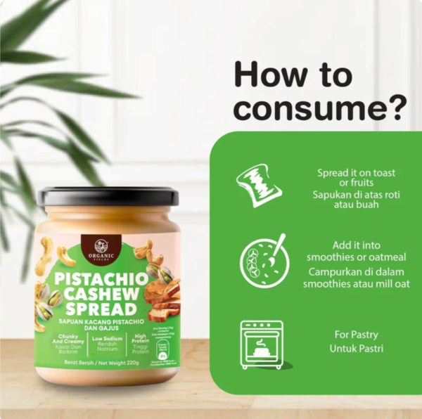 Low Sodium Pistachio Cashew Spread (220g) Healthy Spread